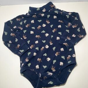 Vintage 90s Outdoorsy Granola Baby Snap Bodysuit Wilderness Camping Moose Navy